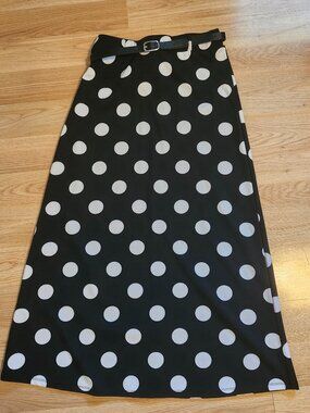 Polka dot midi skirt with belt